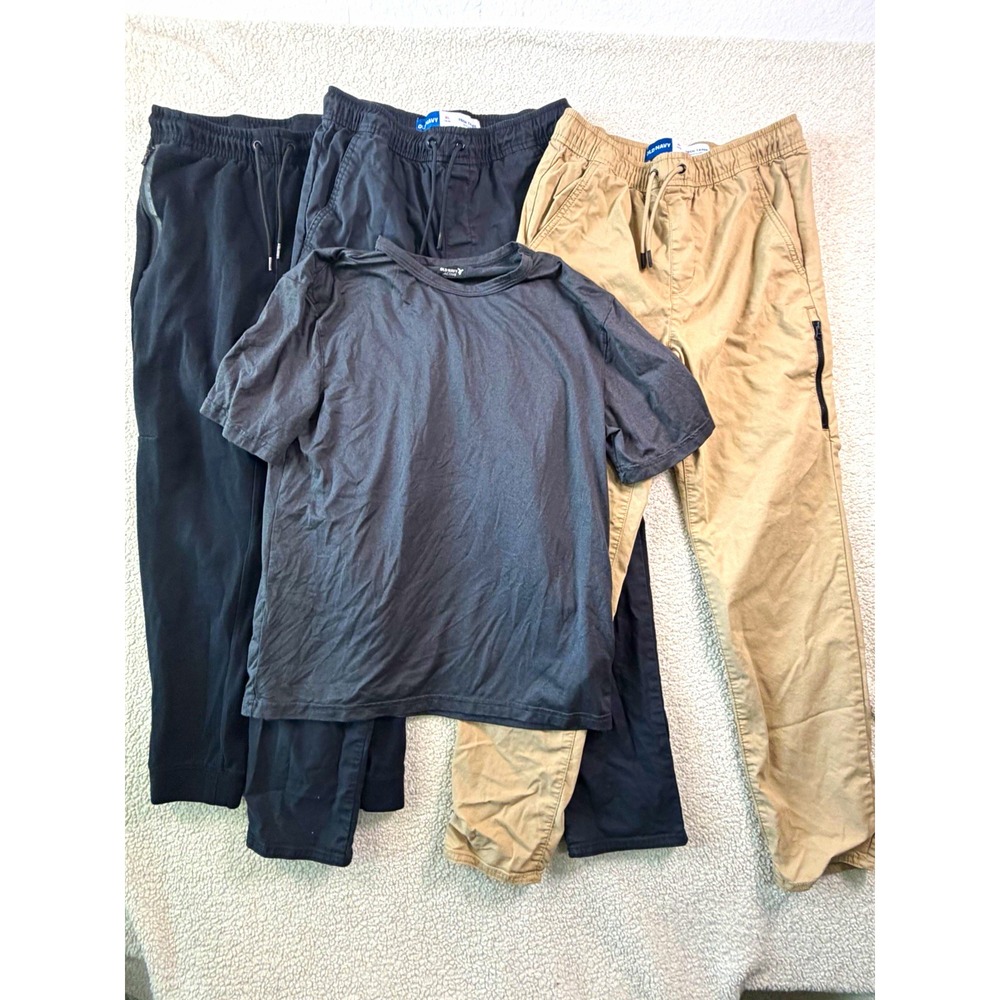 Old Navy Active Boys XL Tech Taper Jogger Pants Black/Beige Quick Dry Drawstring